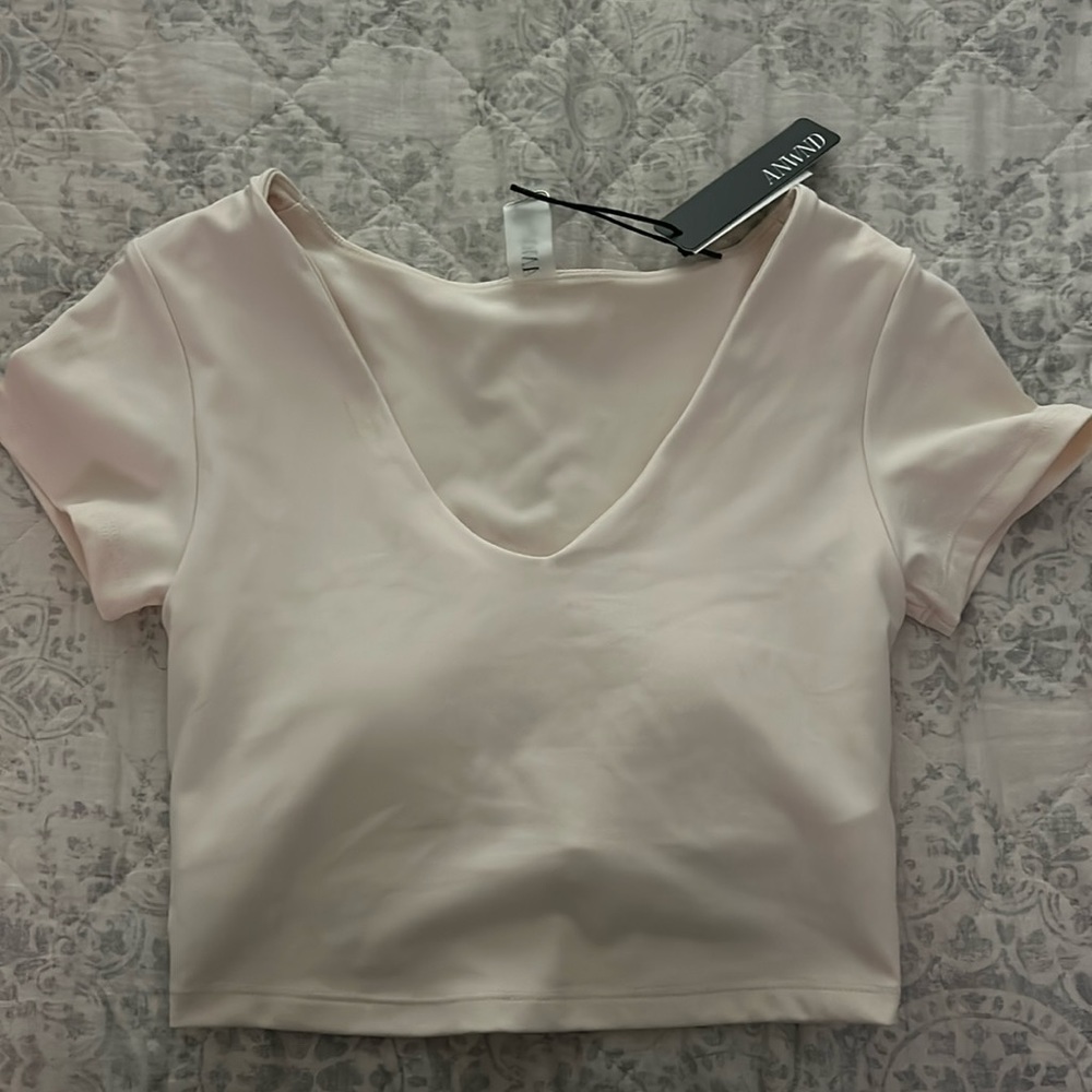 Off white cream colored crop top with built in bra